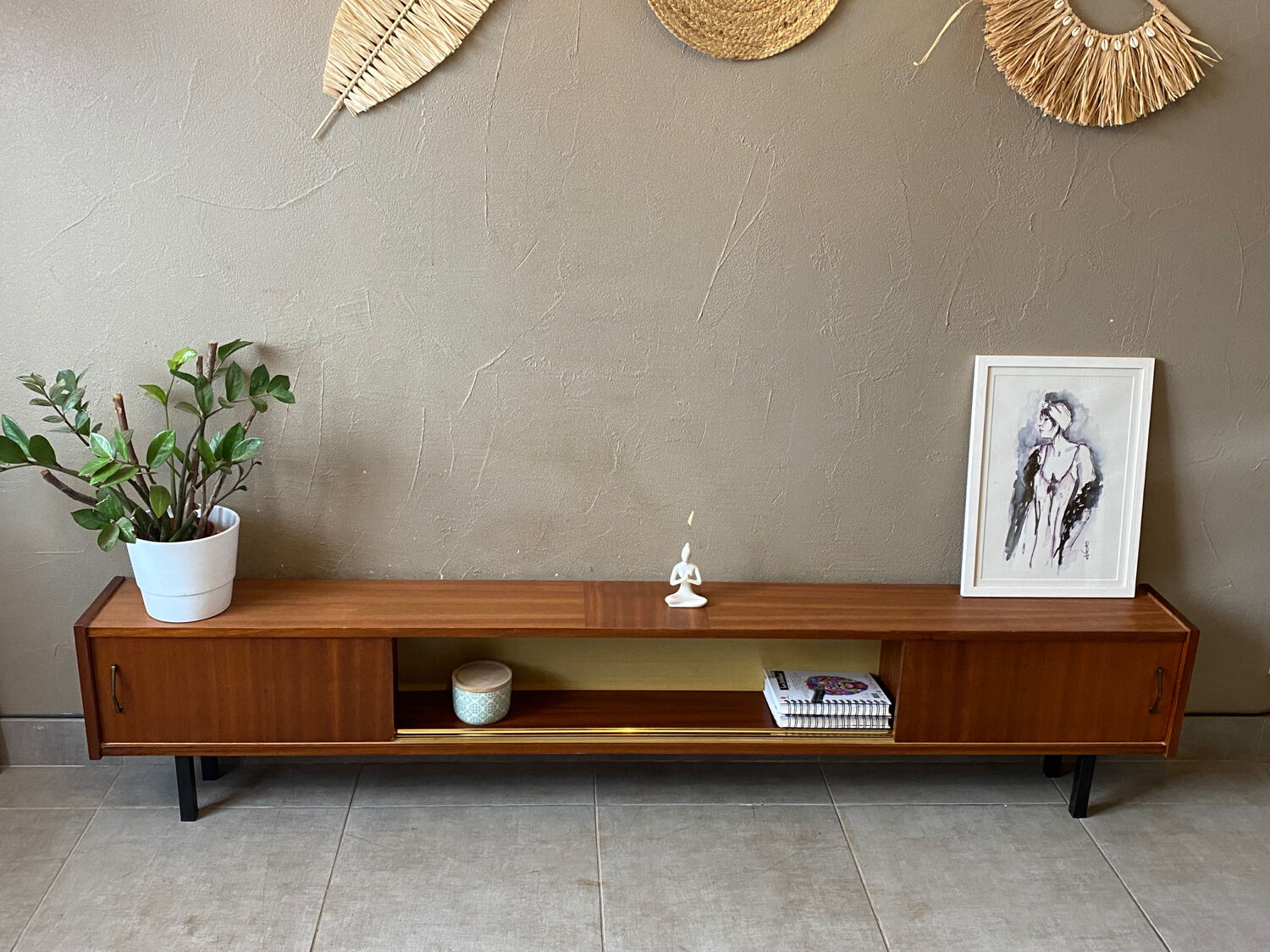 Vintage wooden sideboard from the 50s (shallow)