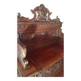 Gothic church chest bench in carved oak