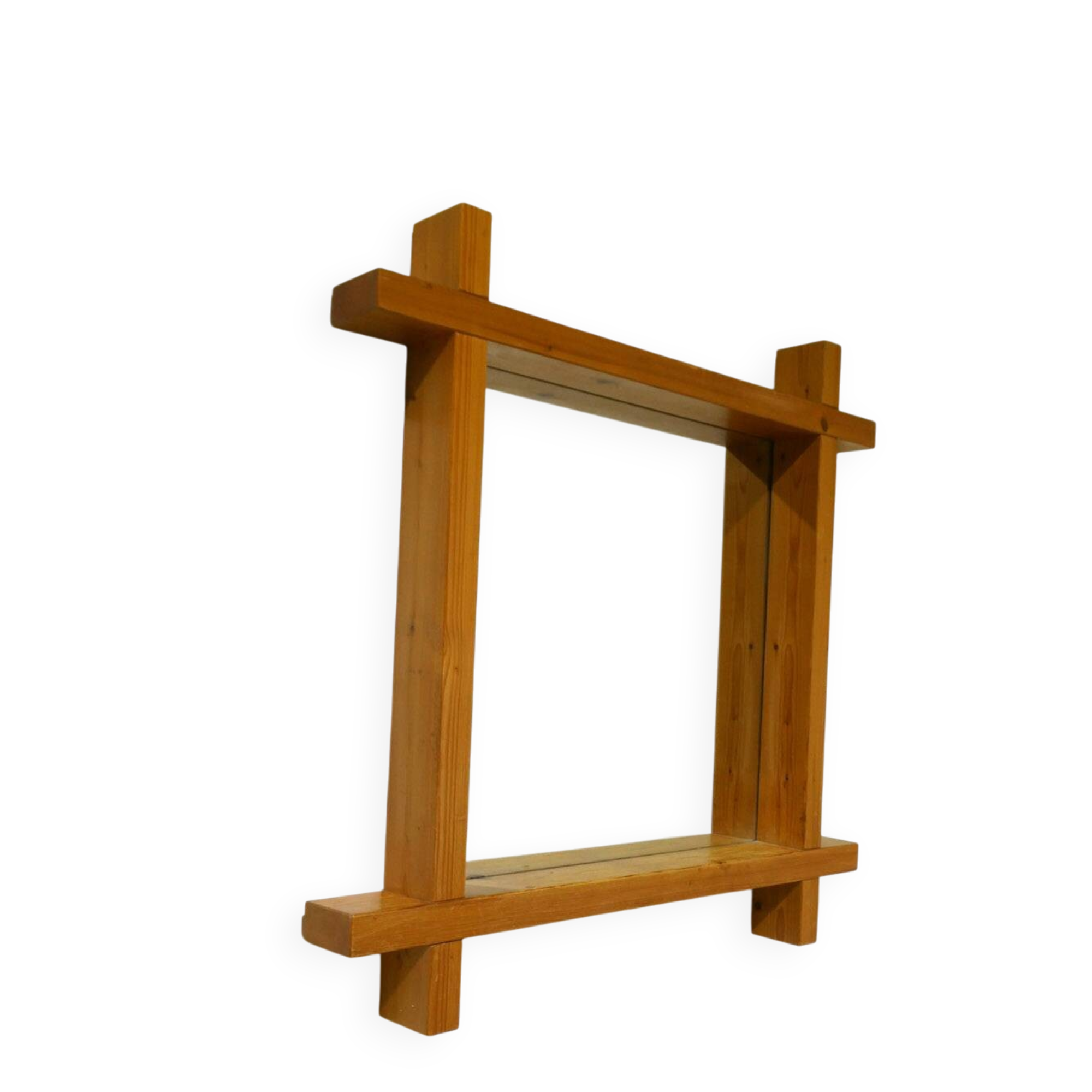 brutalist pine large mirror, 1970
