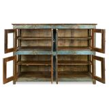 Glazed sideboard in patinated solid wood