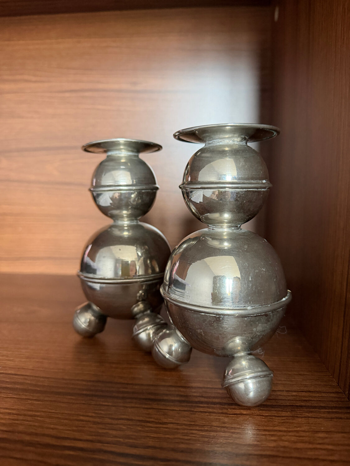 Set of 2 chrome Swedish chandeliers, 1960s style.