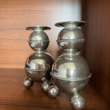 Set of 2 chrome Swedish chandeliers, 1960s style.