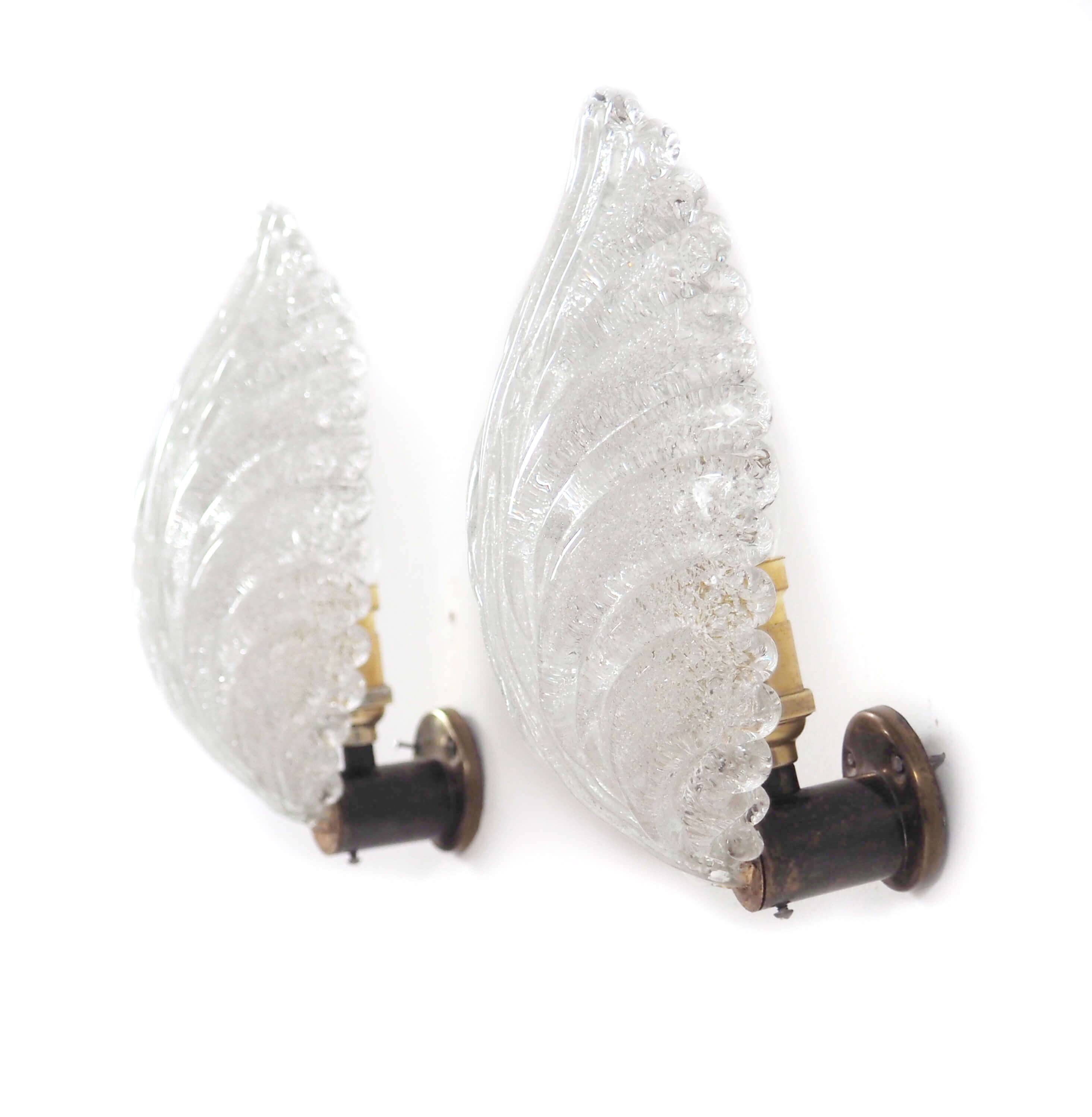 Paire d'appliques feuille Barovier Murano