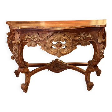 Antique carved wooden console – Louis XIV style – floral decoration