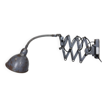 Grey Industrial Scissor Wall Lamp from Elektroinstala, 1960s