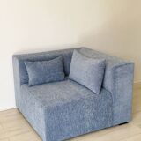 2 fauteuils velours bleu