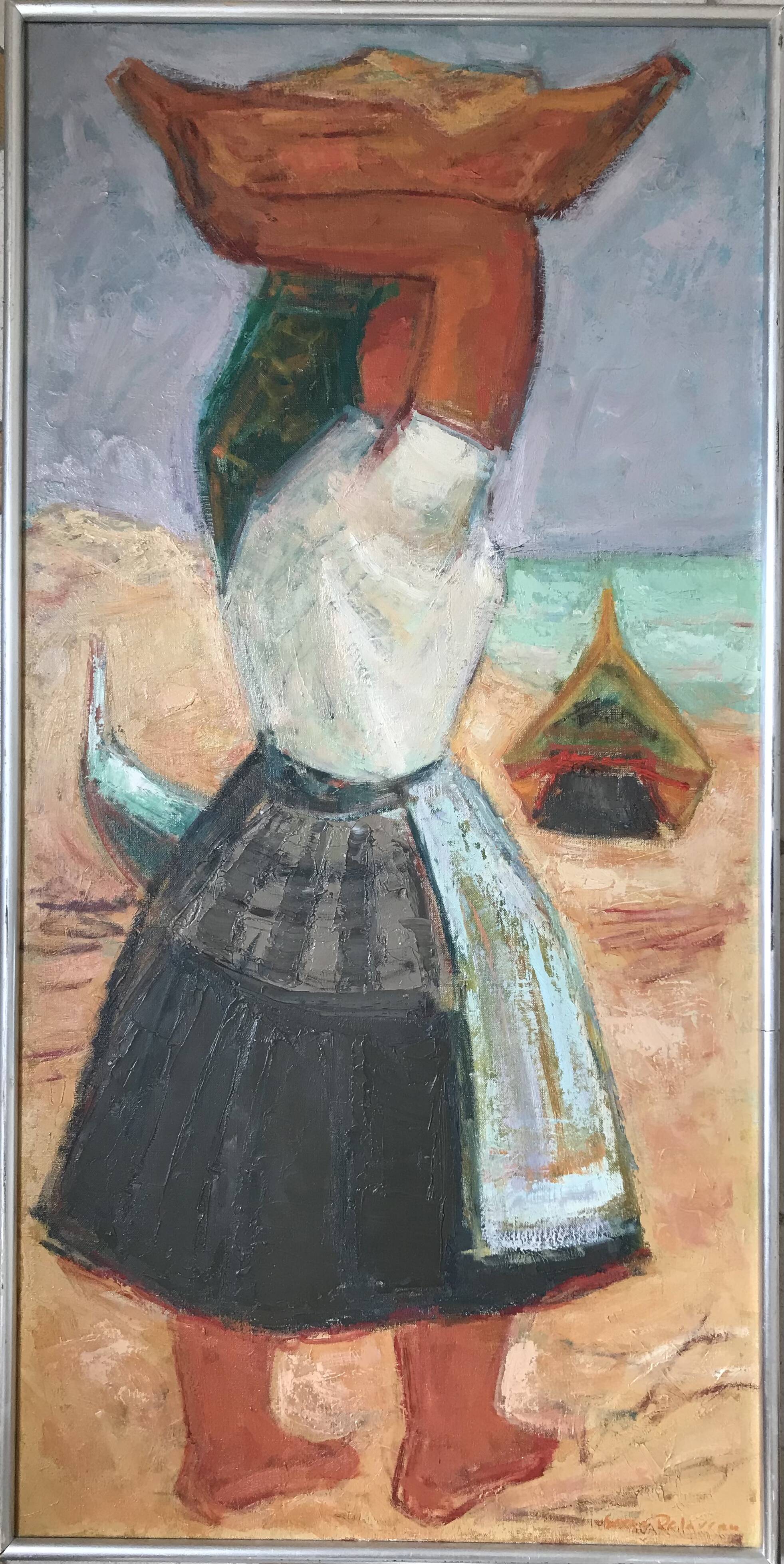 Portuguese Fisherwoman. Oil on canvas by Sergé DELAVEAU (1911-1999)