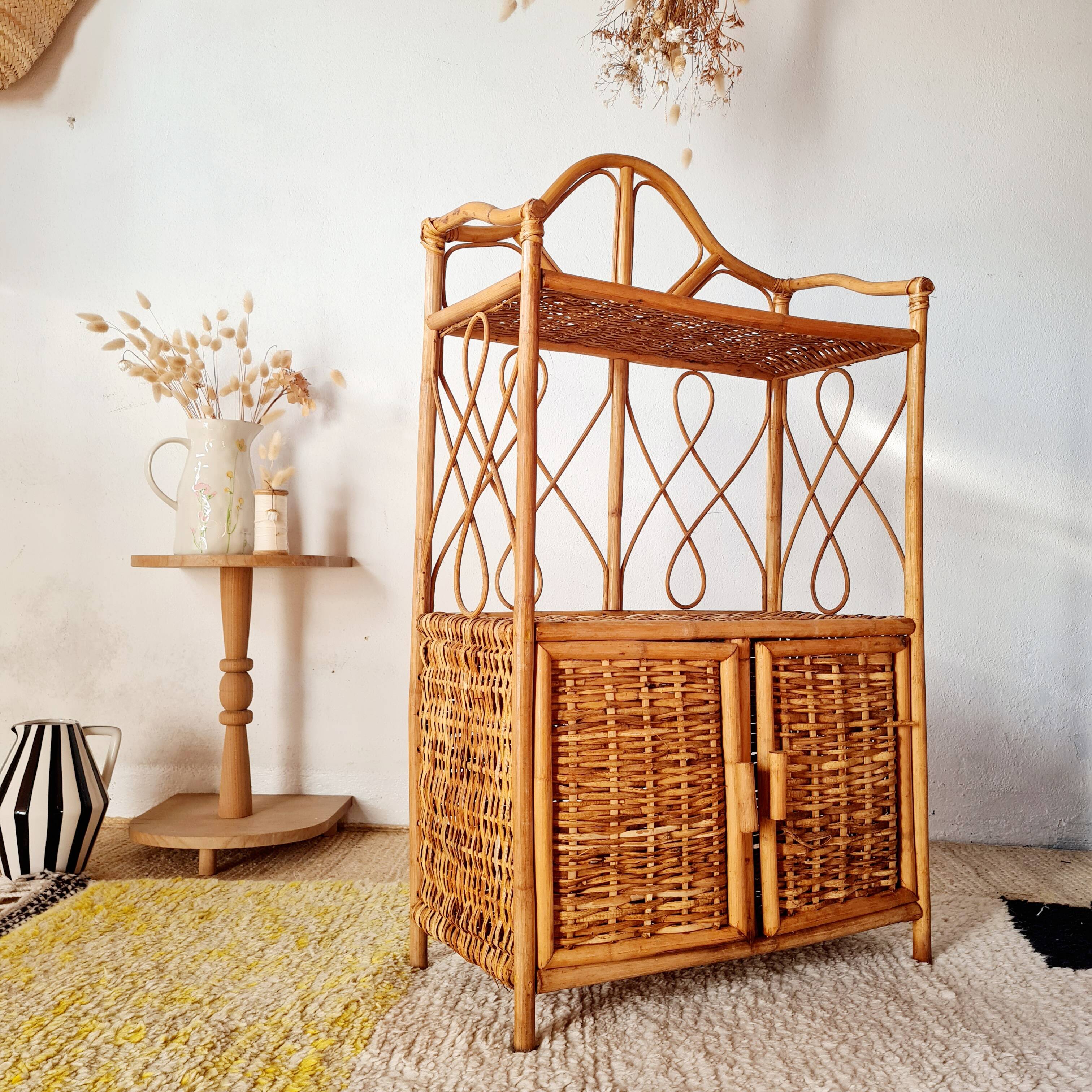 Rattan bookshelf shelf