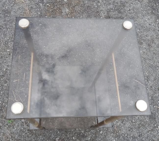 Gold metal and glass console