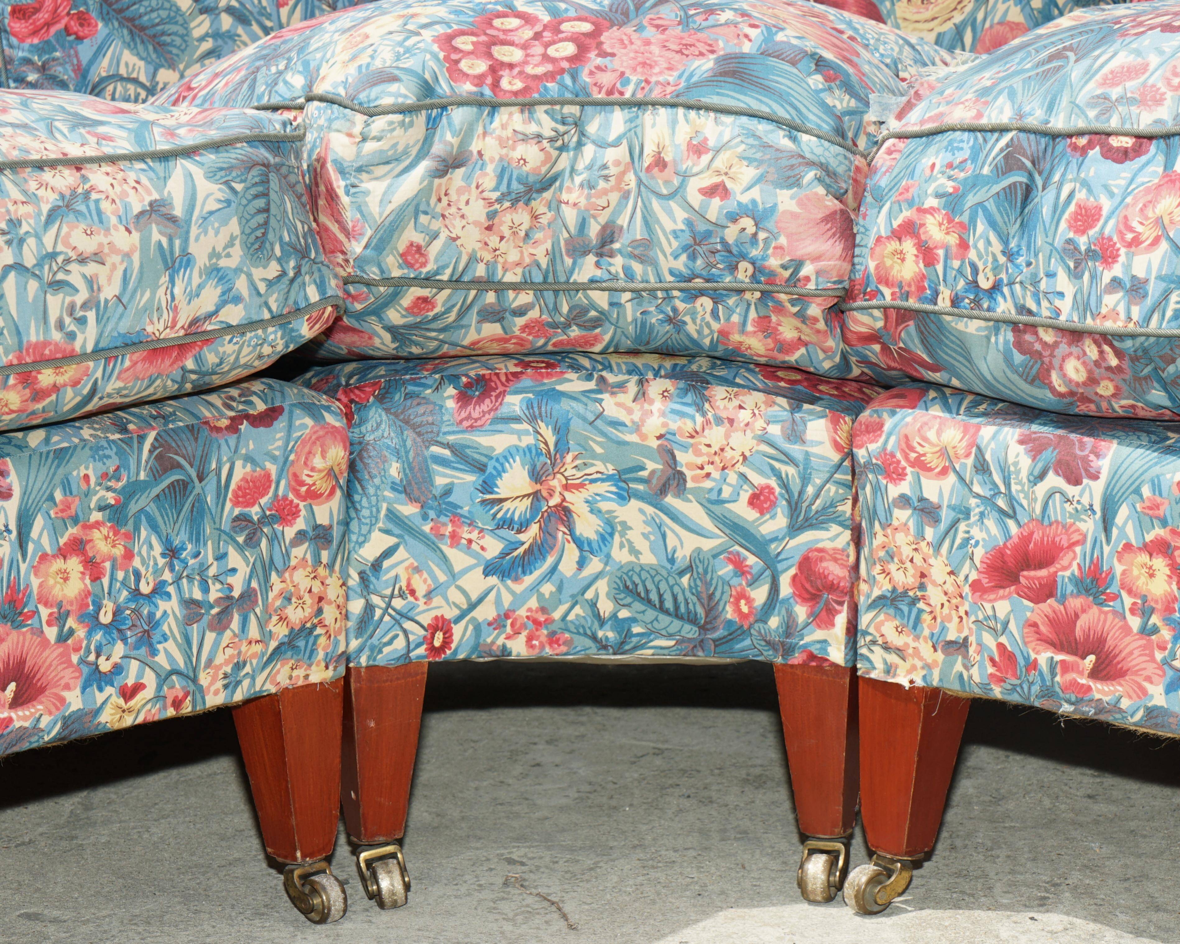 Vintage Howard & Son's London Bridgewater 5-seater fabric corner sofa.