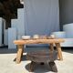 Coffee table in blond teak quadripod