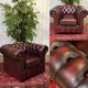 90s red leather Chesterfield armchair