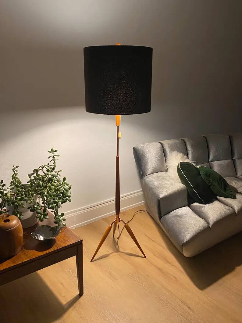 Danish floor lamp in teak and brass by Fog & Mørup 1960s
