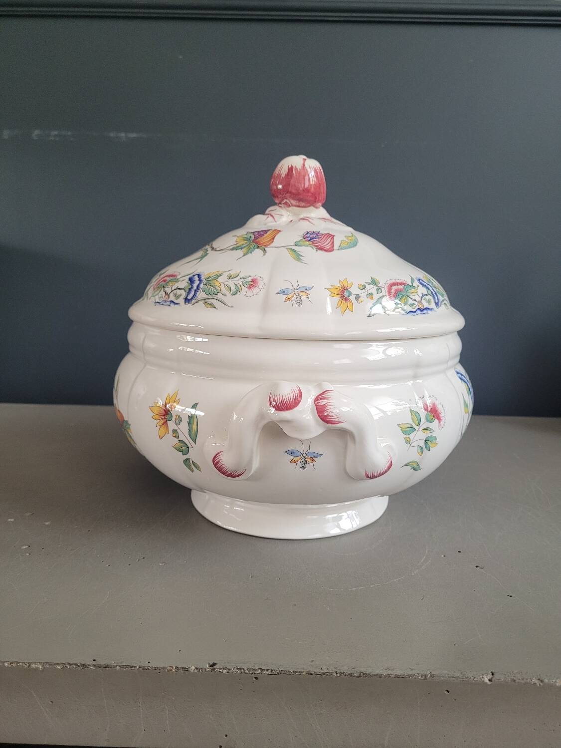 Sarreguemines glazed earthenware soup tureen, Rouen model - dishwasher safe