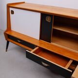 Oswald Vermaercke Sideboard with Black and White Sliding Doors, 1950s for V