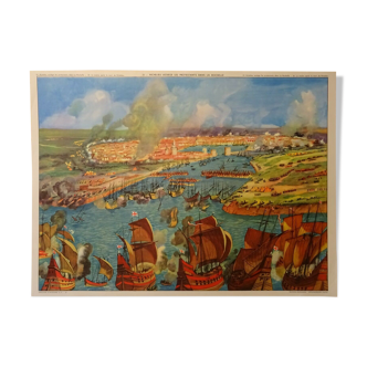 School poster Rossignol Richelieu besieges protestants La Rochelle / .....