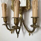 19th-century Napoleon III style gilded bronze wall sconce with bevelled mirror.