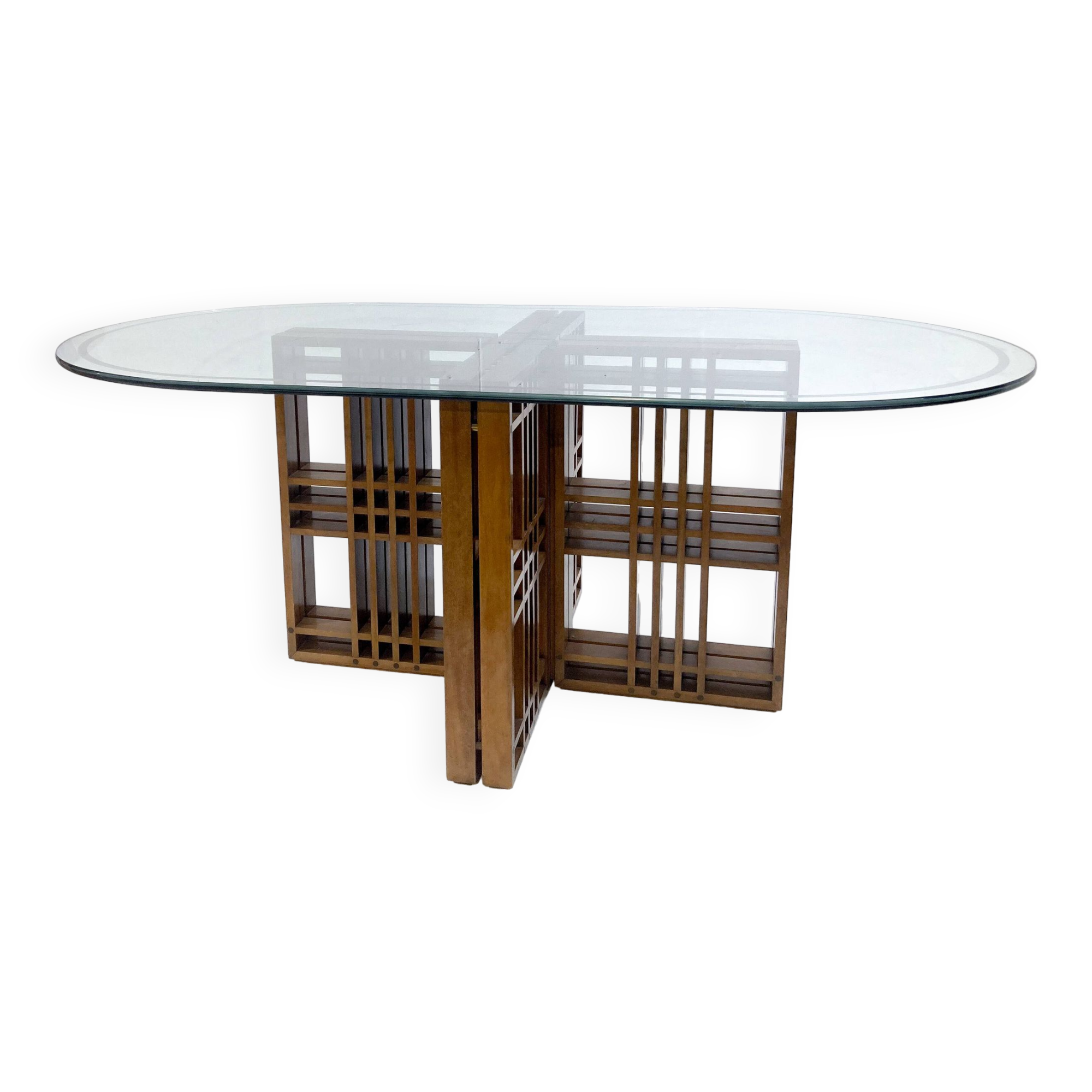Table à manger en bois et verre, Italie 1960