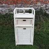 Old White Rattan Linen Cabinet