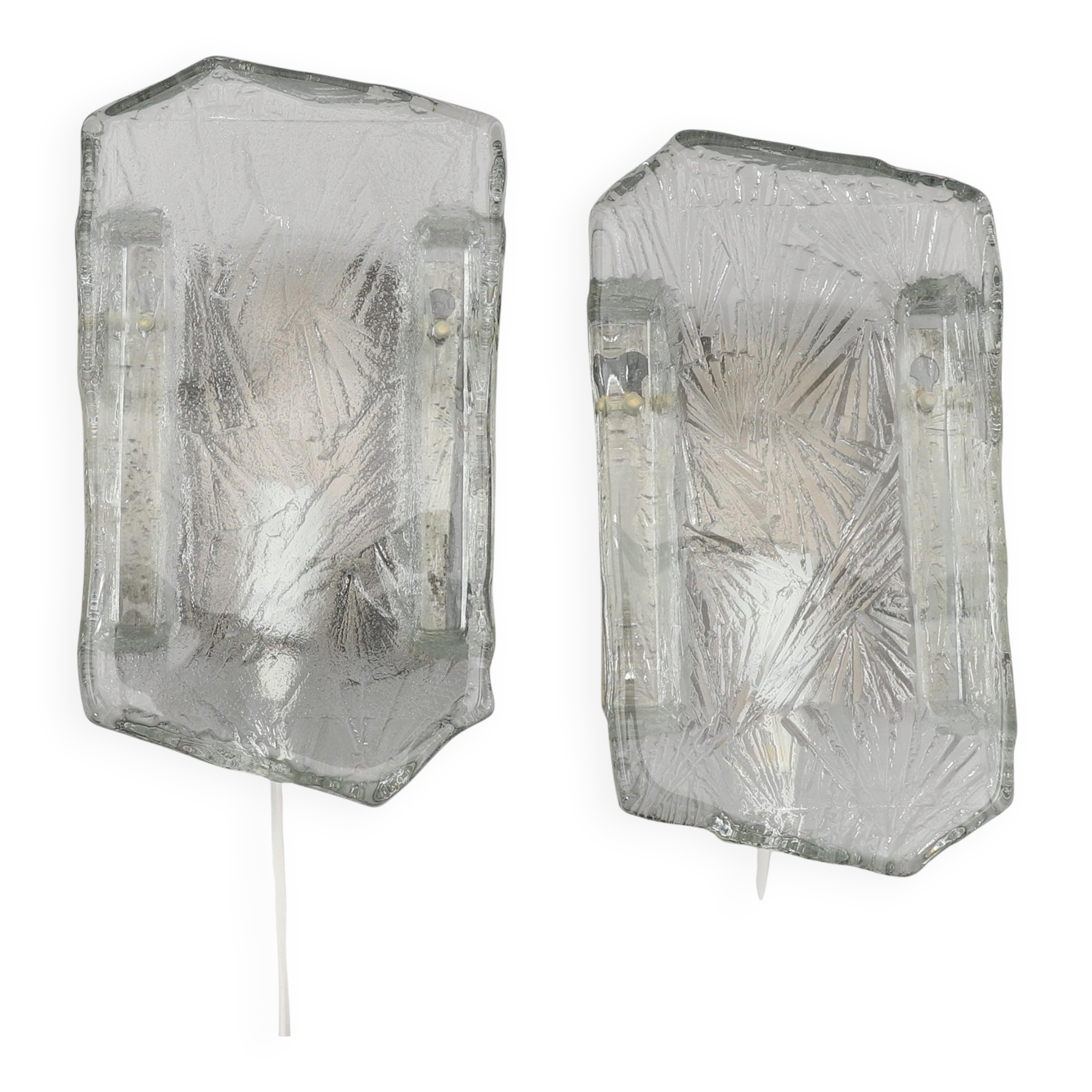 Wall lamps model "ice" marked nafa 484, nybro armaturfabrik, 1960s.