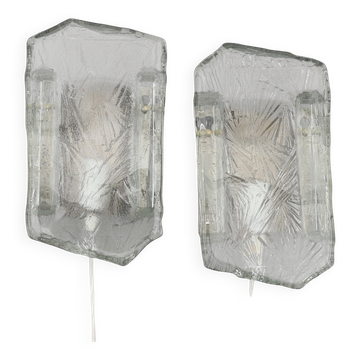 Lampes murales modèle « ice » marqué nafa 484, nybro armaturfabrik, années 1960.