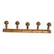 Wall-mounted coat rack with 5 turned wooden hooks