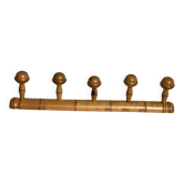 Wall-mounted coat rack with 5 turned wooden hooks