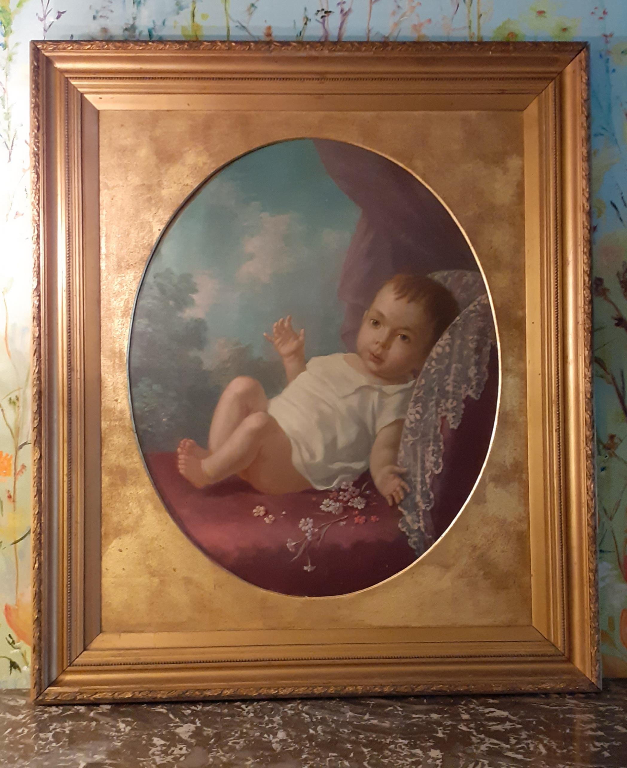 Old oil painting on canvas