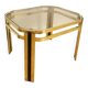Vintage Brass & Smoked Glass Coffee Table: Mid-Century Italian End Table