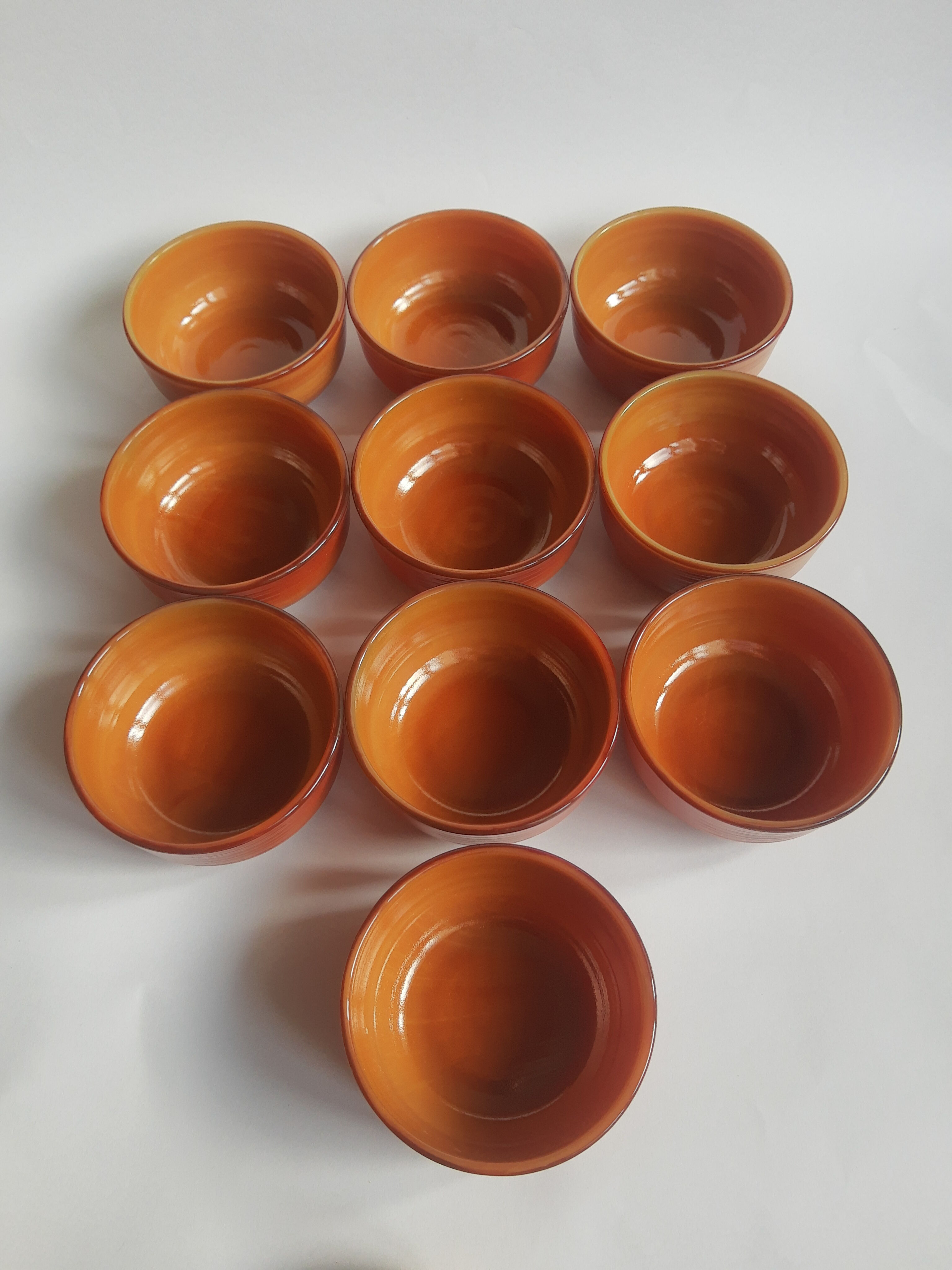Set of 10 brown ramekins Arcopal Vintage volcano