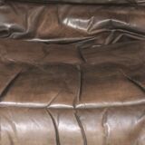 Westnofa patinated leather lounge chair with footrest, Norway 1960s