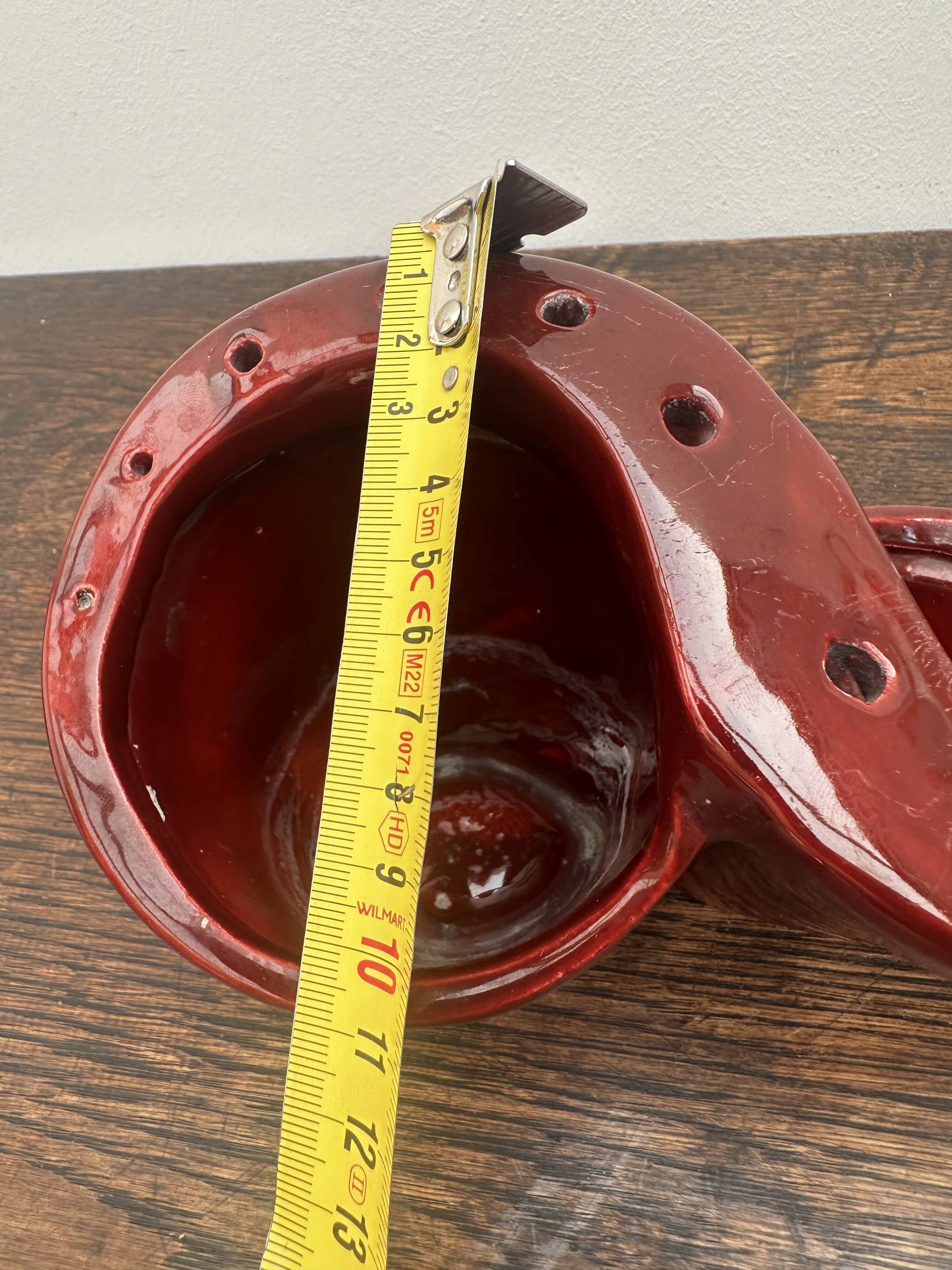 Burgundy ceramic flowerpot, 1950s