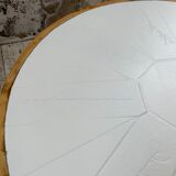 Round coffee table white ceramic and wood