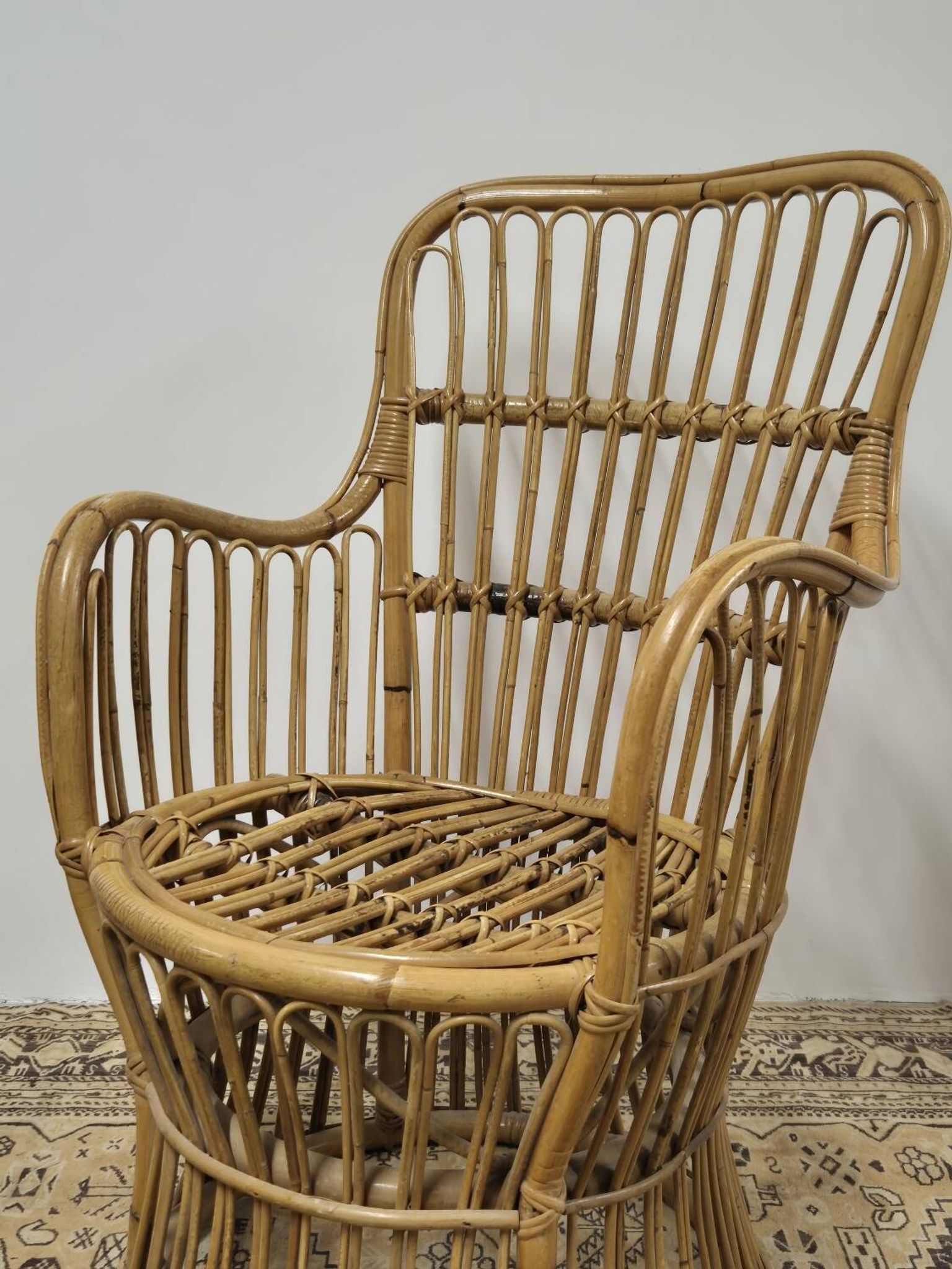 Fauteuil en Rotin Bambou vintage 1950s design -H85cm