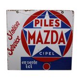 Double-sided enamel plate Piles Mazda Station service