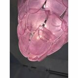 Chandelier en verre de Murano rose à pétales, italien, milieu du siècle.