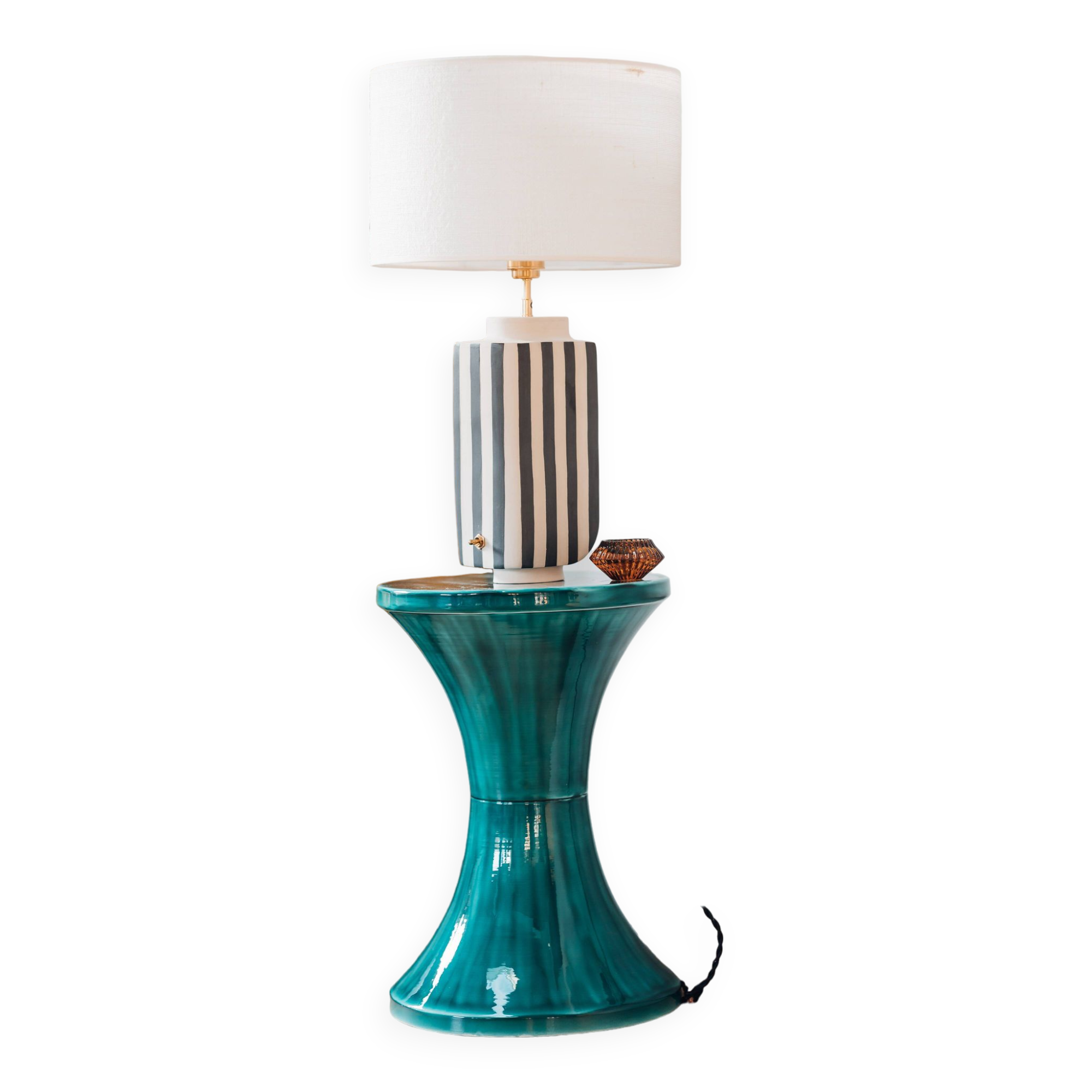 Ecru and black Hepburn sandstone lamp