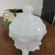 White opaline bonbonnière with floral decoration