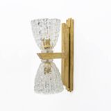 Pair of Art Decò Style Murano Glass and Brass Sconces