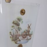 Vintage 1950s chandelier in decorated glass, italian design