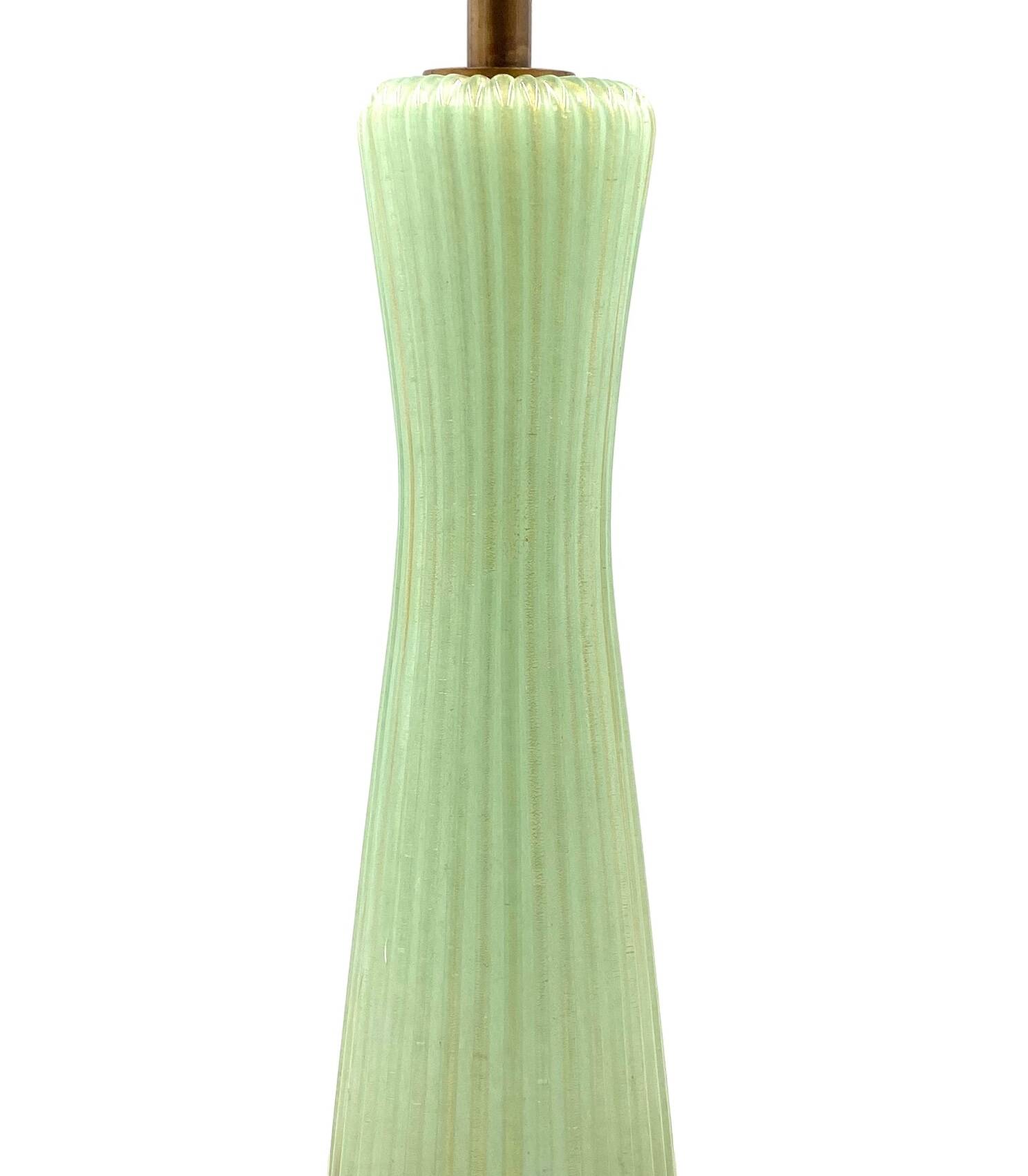 Mid-century modern green Murano glass Table lamp, Barovier & Toso style  Italy, 1940s