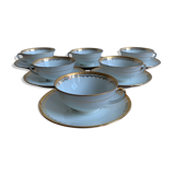6 cups and golden porcelain saucers