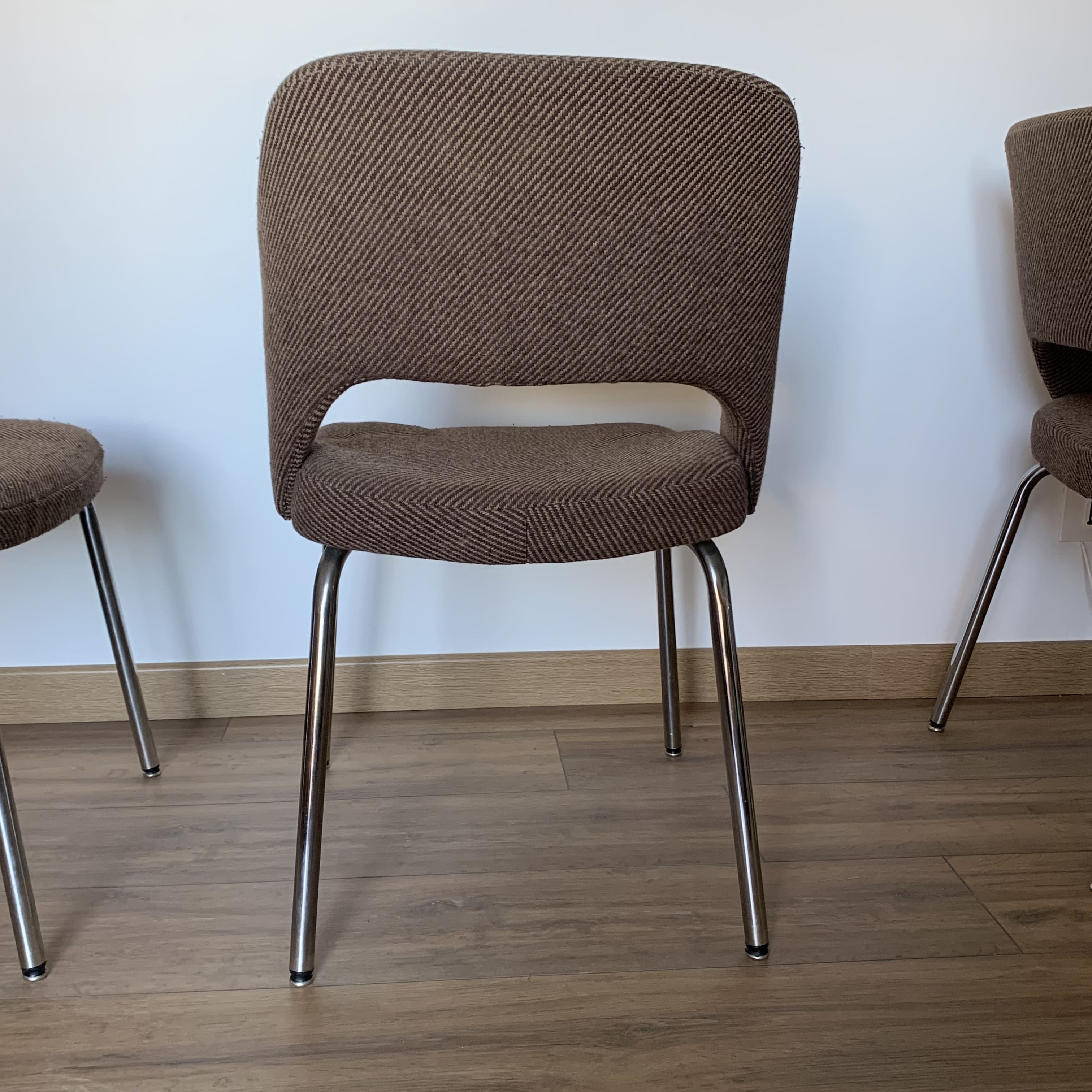 4 fabric and metal chairs
