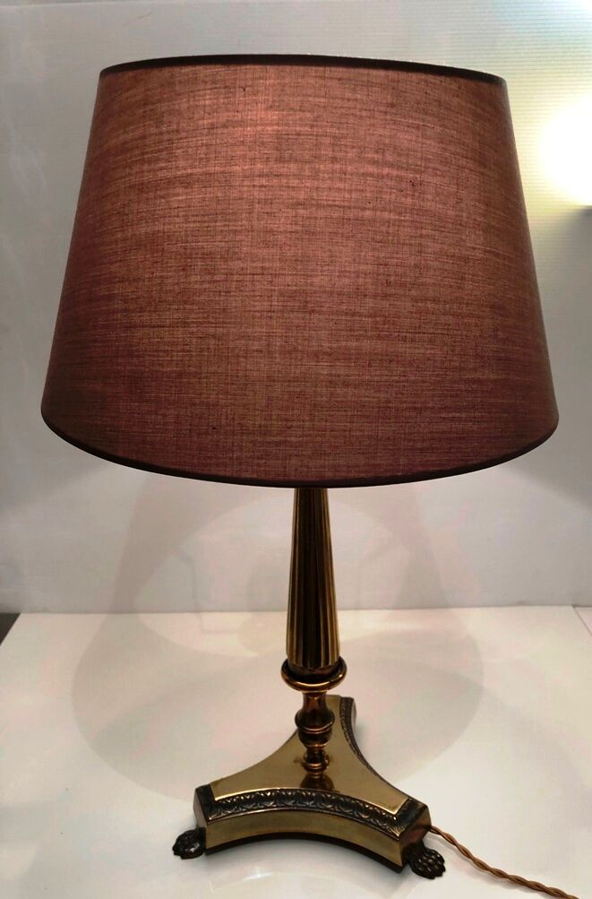 Fluted bronze foot lamp with lion's feet 50s