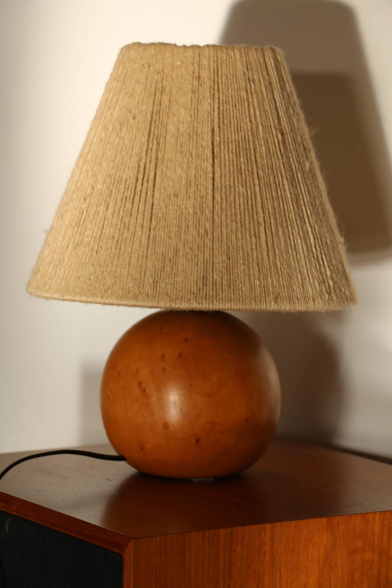 Lampe bois avec abat-jour corde 400mm