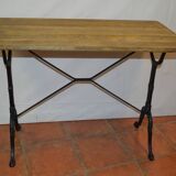 Cast iron bistro table and oak tray