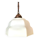 Art Deco white glass hanging lamp