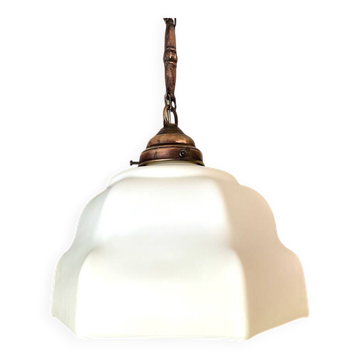 Art Deco white glass hanging lamp