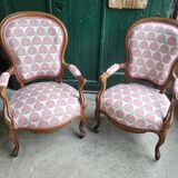 Paire de fauteuils louis philippe en noyer