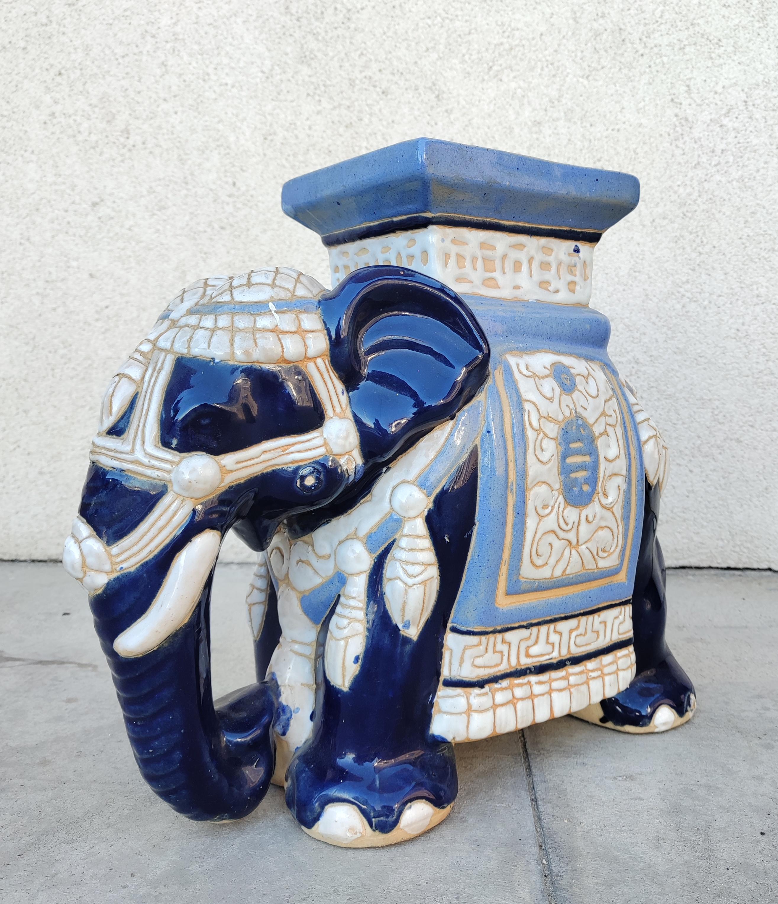 Garden stool or ceramic elephant plant stand from the 1960s.